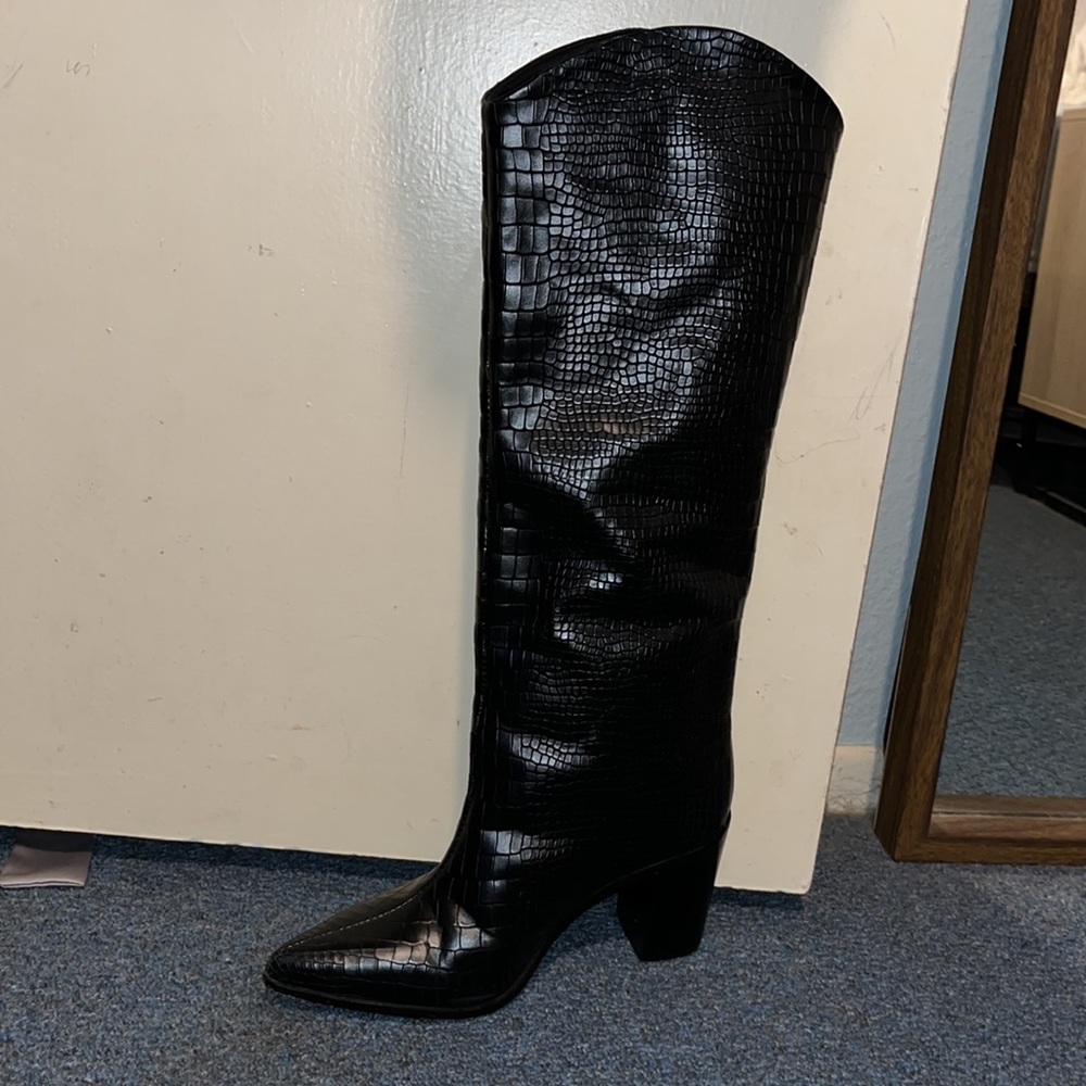 SCHUTZ Maryana Black Heeled Boots - Picture 4 of 6